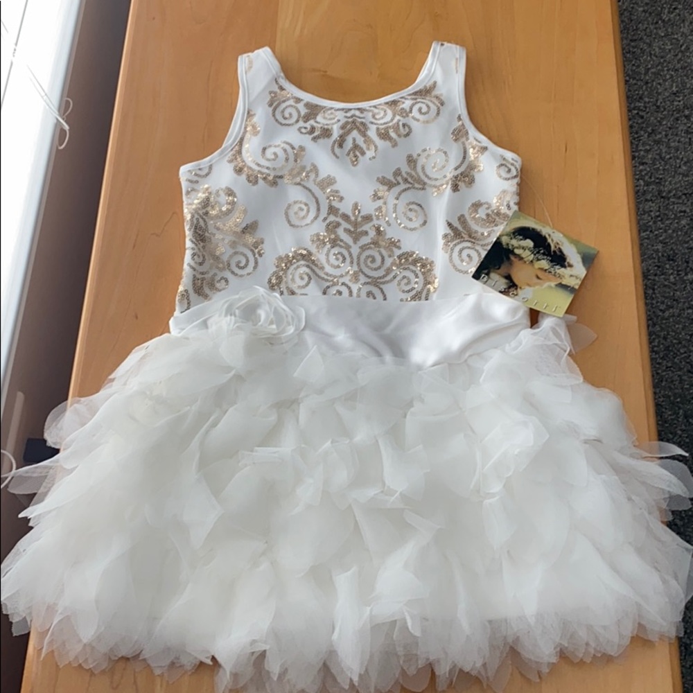 Girls white dress with sequins